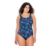 Ulla Popken Badeanzug Alice, Softline, Blattfeuerwerk Maillot de Bain Une pièce, Marine, 54-56 Femmes