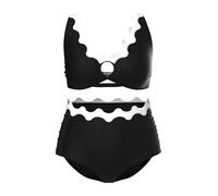 Ulla Popken Femme Bikini à Bonnets Souples, Bretelles Ajustables et Finitions Fantaisie en Forme de Vague, matière recy Noir 54 846738100-52