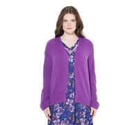 Ulla Popken Femme Grandes Tailles Cardigan Ouvert, Coupe Courte et Oversize, Contient de la Laine Violet 58+ 832535824-58+
