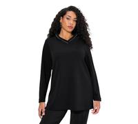 Ulla Popken Sweatshirt, Stehkragen, Classic, Zierkette, Langarm Maillot de survêtement, Noir, 50-52 Femme