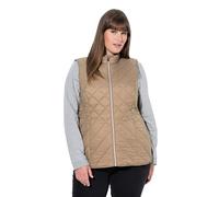 Ulla Popken Femme Grandes tailles Gilet technique matelassé HYPRAR. Col montant. Modèle déperlant sans manches marron clair 54+ 840047322-54+