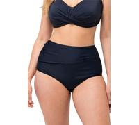 Ulla Popken Femme Grandes Tailles Bas de Bikini, drapé, Taille Haute Marine 56 827045130-54