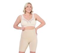 Ulla Popken Femme Grandes Tailles Bermuda Gainant à Coupe Longue et Bord Plats, matière Extensible Confortable Beige 62+ 793851300-62+