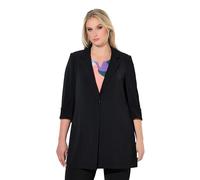 Ulla Popken Femme Grandes Tailles Blazer col à Revers. Fermeture 1 Bouton et Manches 3/4 Noir 46+ 836165100-46+