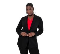 Ulla Popken Femme Grandes Tailles Blazer, col à Revers, Poches à Rabat, Fermeture boutonnée Noir 58 811944130-56