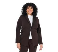 Ulla Popken Femme Grandes Tailles Blazer en Jersey Stretch, Point de Rome. Col à Revers, Coupe évasée Acajou 46+ 812754115-46+