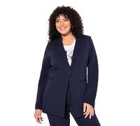 Ulla Popken Femme Grandes Tailles Blazer en Jersey Stretch, Point de Rome. Col à Revers, Coupe évasée Marine 54+ 812754133-54+