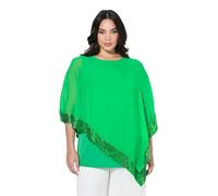 Ulla Popken Femme Grandes Tailles Blouse avec Voile en Mousseline. Encolure Bateau, Manches 3/4 Vert 46+ 836144440-46+