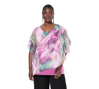 Ulla Popken Femme Grandes Tailles Blouse en Mousseline doublée Oversize, décolleté Rond et Manches Courtes Lande Clair 46+ 837911807-46+