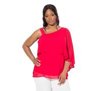 Ulla Popken Femme Grandes Tailles Blouse en Mousseline. Voile Effet épaule Nue. Manche 3/4. Coupe évasée Magenta 50+ 836057531-50+