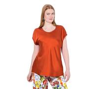 Ulla Popken Femme Grandes Tailles Blouse en Satin. Col Rond à Couture pailletée. Coupe Classic sans Manches Terre Cuite 54+ 839720679-54+