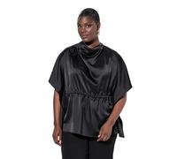 Ulla Popken Femme Grandes Tailles Blouse Oversize avec col bénitier, Manches Courtes Noir 46+ 835890130-46+