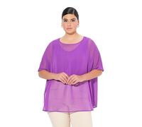Ulla Popken Chiffonbluse, Oversized, Rundhals, Halbarm Chemisiers, Lilas, 58-64 Femmes