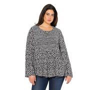 Ulla Popken Bluse, Gesmokt, Rundhals, Ausgestellter Langarm Blouse smockée à Manches Larges, Champagne Clair, 48/50 FR Femmes