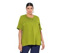Ulla Popken Femme Grandes Tailles Blouse, tombé Fluide, Manches Courtes Vert Gazon 42+ 792119420-42+