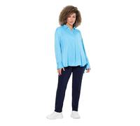 Ulla Popken Femme Grandes Tailles Blouse Tunique en Satin, col Chemise et pli Fantaisie, Manches Longues Turquoise Clair 46+ 833408754-46+