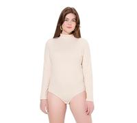 Ulla Popken Femme Grandes Tailles Body en Jersey Bord-côte de Coton Bio, col Montant et Manches Longues Blanc Perle 58+ 831838650-58+