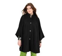 Ulla Popken Femme Grandes Tailles Cape col Montant, Patte de Boutonnage et Manches Longues Noir 52-58 832523100-2+