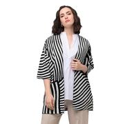 Ulla Popken Femme Grandes Tailles Cardigan en Fine Maille Jacquard à col Montant et Manches Courtes Noir 54+ 819727100-54+