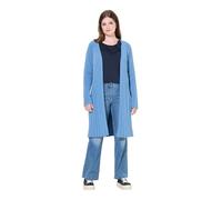 Ulla Popken Femme Grandes Tailles Cardigan Long en Coton Bio. Jeu de Mailles côtelées. Décolleté en V. Bleuet Clair 50+ 823585729-50+