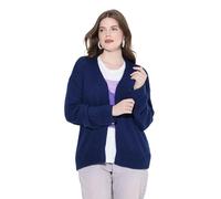 Ulla Popken Femme Grandes Tailles Cardigan Ouvert, Coupe Courte et Oversize, Contient de la Laine Bleu foncé 46+ 832535750-46+