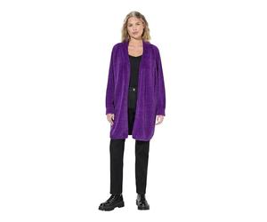 Ulla Popken Femme Grandes Tailles Cardigan Oversize en Maille de Fil Chenille, à col en V, Coupe Ouverte Violet foncé 50+ 824019835-50+