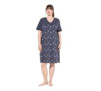 Ulla Popken Femme Grandes Tailles Chemise de Nuit à Fleurs, Broderie sur Le Buste, décolleté en V et Manches Courtes Gris foncé 42+ 842586102-42+