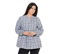 Ulla Popken Bluse mit Karomuster Chemisiers, Noir, 54-56 Femmes