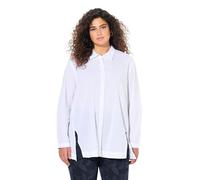 Ulla Popken Femme Grandes Tailles Chemisier avec Fentes en Biais, Manches Longues et col Chemise, Coupe évasée Blanc Neige 46+ 835997200-46+