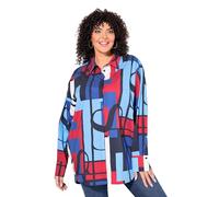Ulla Popken Femme Grandes Tailles Chemisier Oversize Esprit « Colour Block », col Chemise et Manches Longues Marine 54+ 837393130-54+