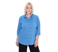 Ulla Popken Chemisier à Bulles pour Femme - Grandes Tailles - Rayures - Col de Chemise - Manches 3/4, Bleu Cobalt, 54-56 Grande Taille