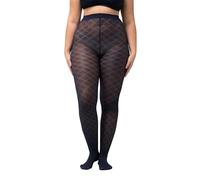 Ulla Popken Femme Grandes tailles Collant, motif losanges et pois bleu nuit 46+ 823390139-46+