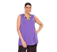 Ulla Popken Femme Grandes Tailles Débardeur à Broderies Perles. Décolleté V. Coupe évasée Violet 54+ 840143830-54+