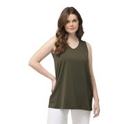 Ulla Popken Femme Grandes Tailles Débardeur à col V, Coupe évasée et Bretelles Larges forêt Verte 46+ 807291201-46+