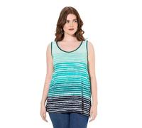 Ulla Popken Femme Grandes Tailles Débardeur, Coupe évasée. Décolleté Rond, Bretelles Larges. Dégradé de Rayures Marine 50+ 828017130-50+