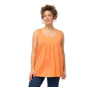 Ulla Popken Femme Grandes Tailles Débardeur en Modal à Jolis Plis Creux. Coupe évasée, Encolure Ronde et Larges Bretelles. Abricot 46+ 796470648-46+