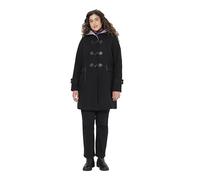Ulla Popken Femme Grandes Tailles Duffle-Coat en Laine mélangée, Silhouette en A avec Capuche et Boutons Brandebourg Noir 42+ 820266100-42+
