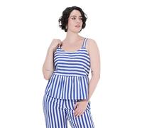 Ulla Popken Femme Grandes Tailles Haut sans Manches, Coupe évasée, Jeu de Rayures et Bretelles Ajustables Bleu Azur 46+ 852247746-46+