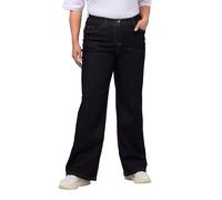 Ulla Popken Femme Grandes Tailles Jeans Mary, Jambe Large, Coupe 5 Poches, Ceinture Confort Bleu foncé 56 724600 93-54