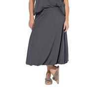 Ulla Popken Femme Grandes Tailles Jupe Ballon, chiné, Coupe A, Ceinture élastique, Coton Bio chiné Anthracite 46+ 849578121-46+