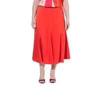 Ulla Popken Femme Grandes Tailles Jupe Maxi en Satin, Coupe Cloche et Taille élastique Rouge poivron 50+ 852018520-50+