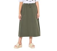 Ulla Popken Femme Grandes Tailles Jupe midi en Sweat. Taille froncée, Poches. Coupe évasée Gris Olive 50+ 825784200-50+