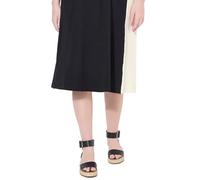 Ulla Popken Femme Grandes Tailles Jupe midi, Ourlet asymétrique, Poches, Taille élastique, Coton Bio Noir 46+ 837495100-46+