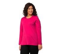 Ulla Popken T- Shirt à col Rond Slim Manches Longues, Magentapink, 56-58 Femme