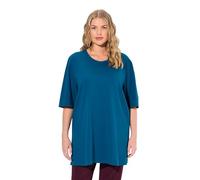 Ulla Popken Femme Grandes Tailles Jusqu'à la Taille 74. T-Shirt Basic, Haut, Regular Fit, col Rond, Manches mi-Longues, Bleu Vert 62+ 486910768-62+