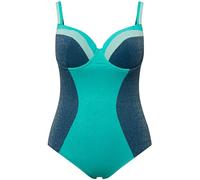 Ulla Popken Femme Grandes Tailles Maillot de Bain à Paillettes, avec Bonnets Souples et Armatures. Matières recyclées pétrol 50 826400750-48