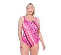Ulla Popken Badeanzug, Alice, Geometrie Maillot de Bain Une pièce, Rose Hibiscus, 48 Femmes