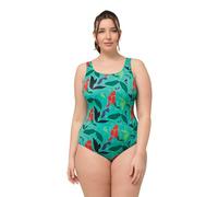 Ulla Popken, Femme Grandes Tailles Maillot de Bain Alice Softline Feuilles dans l'eau, Vert, 62-64