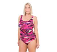 Ulla Popken Badeanzug Alice, Softline, Dg, Waves Maillot de Bain Une pièce, Pourpre, 50-52 Femmes