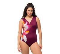 Ulla Popken, Femme, Grandes Tailles, Maillot de Bain Petra, épaule froncée Fleur, Rouge, 56 cm